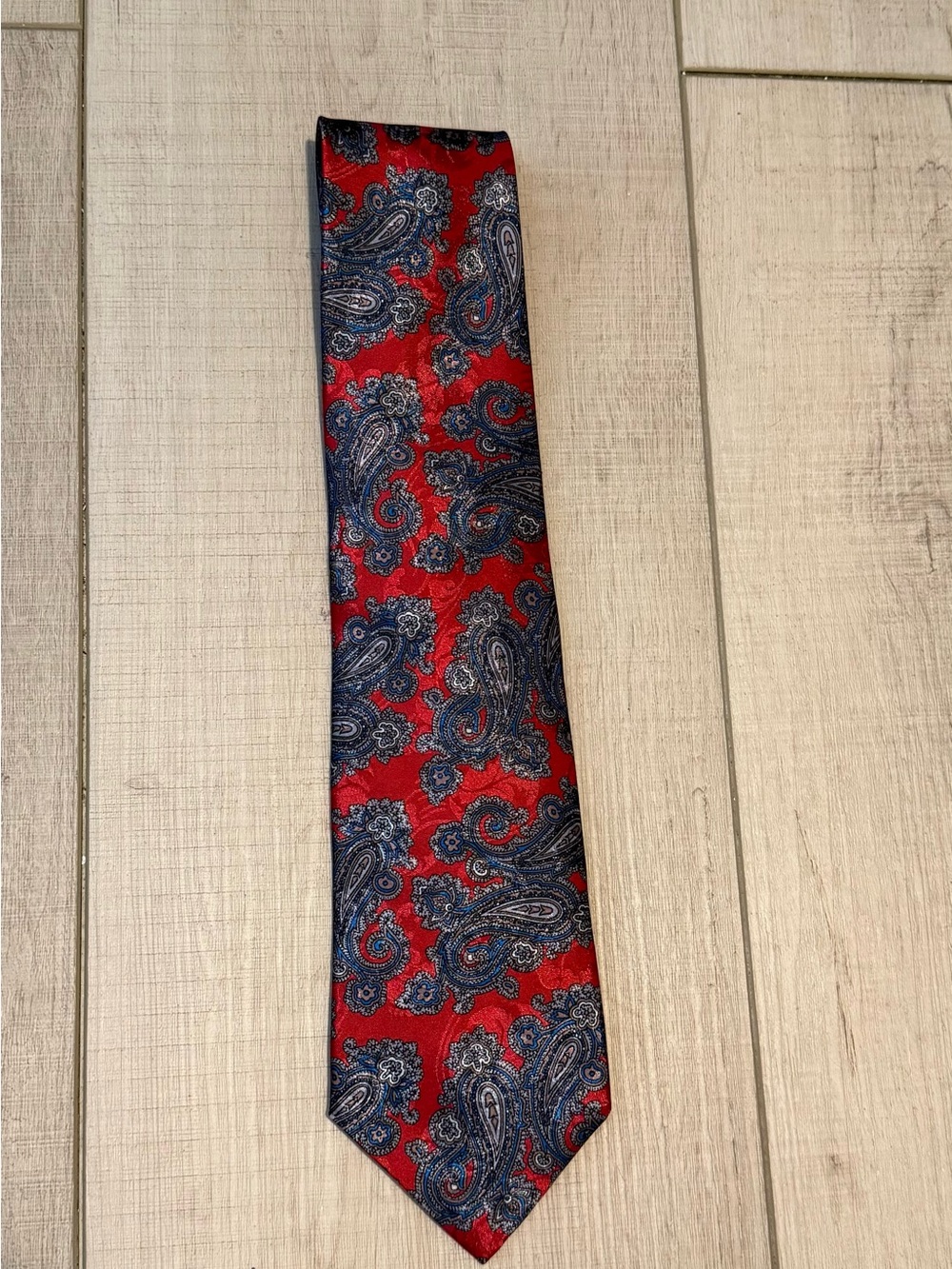 Dior Red Paisley Tie with Navy Accents